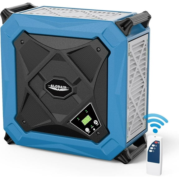 ALORAIR Hanging 270° Intake Air Filtration Systems Woodworking Remote Control, 2 Stage Air Flow(780/1080CFM) Strong Vortex Fan, Ceiling Mounted Dust Collector for Garage, Work Shop