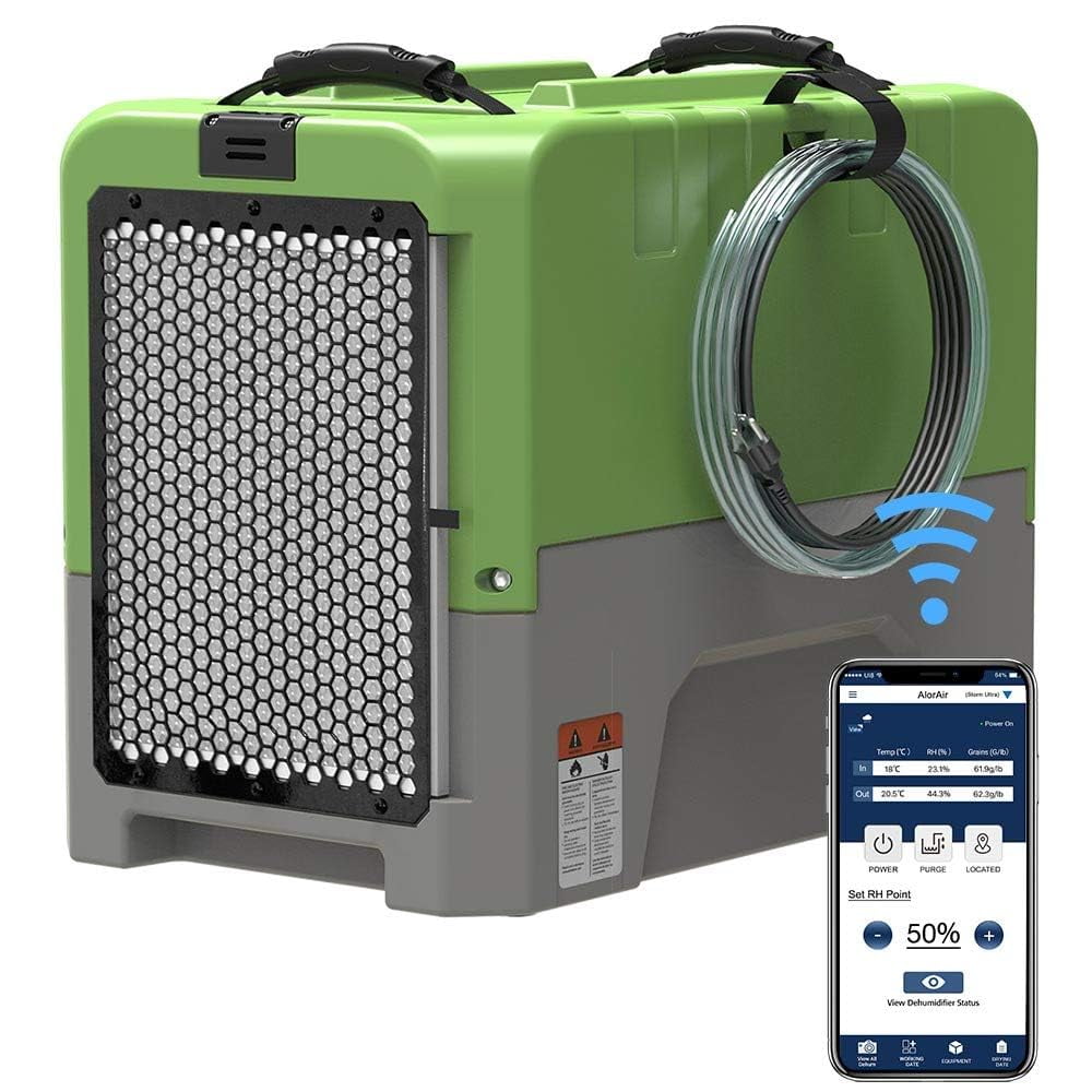 Green Commercial WiFi Dehumidifier with Pump and Humidistat