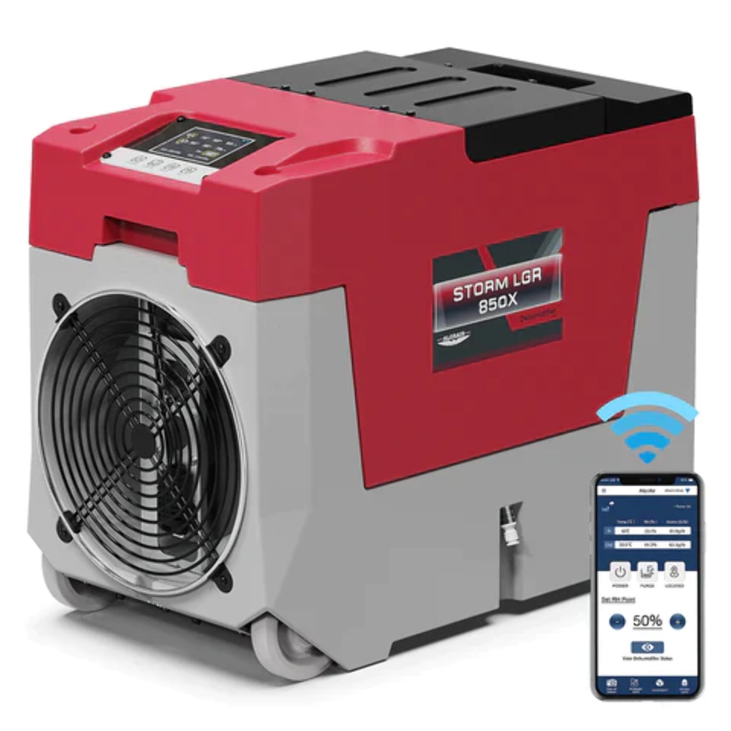 ALORAIR STORM LGR 850X 180 PINT COMMERCIAL DEHUMIDIFIER, BUILT-IN PUMP, APP CONTROLS, INCLUDES DRAIN HOSE AND MERV-10 FILTER - IDEAL FOR LARGE BASEMENTS, GARAGE OR INDUSTRIAL SPACES AND JOB SITES