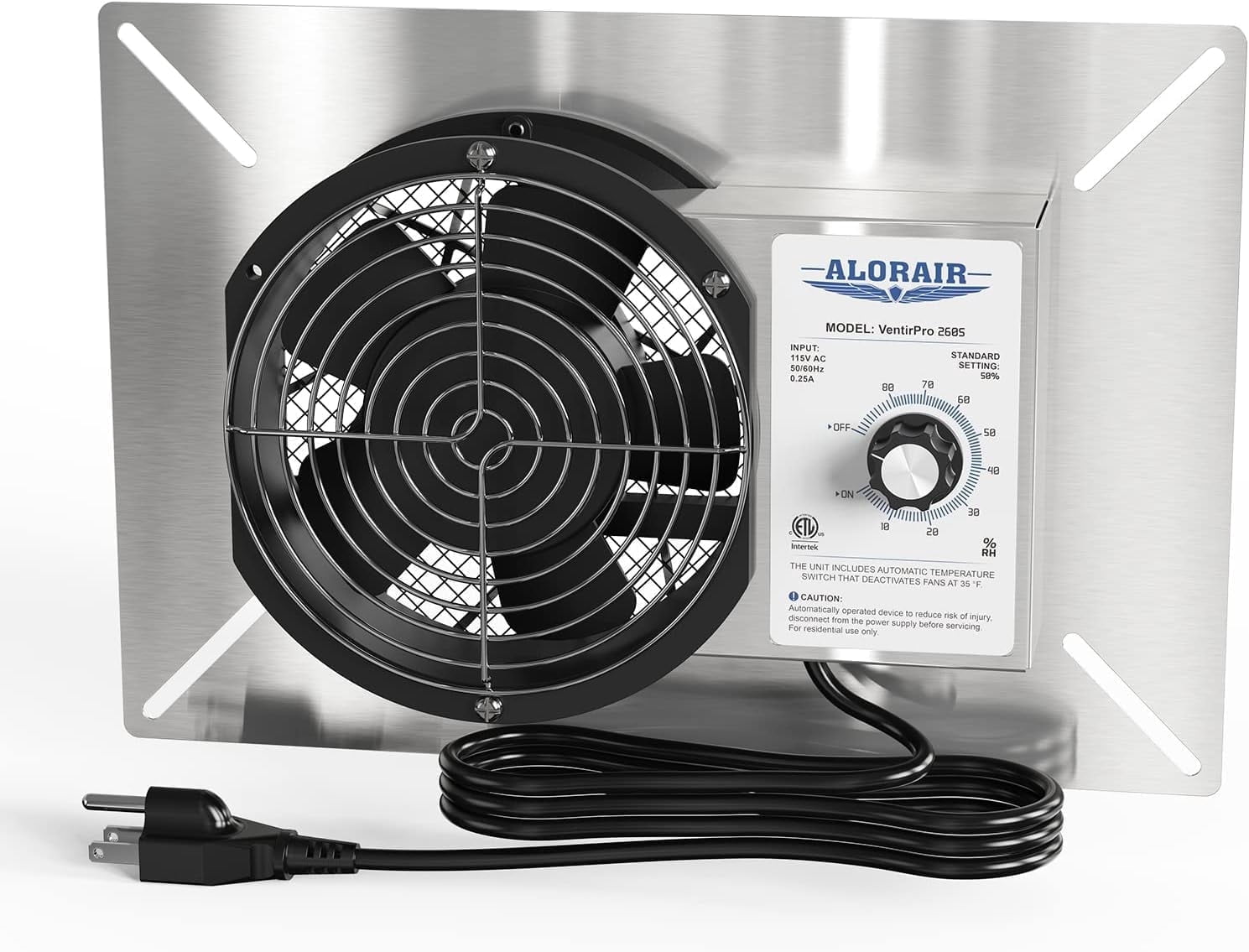 ALORAIR Stainless Steel Crawl Space Vent Fan - 260 CFM Air Out Ventilation Fan with Humidistat Dehumidistat, IP55 Rated Exhaust Fan with Isolation Mesh for Crawlspace Foundation Basements Garage Atti