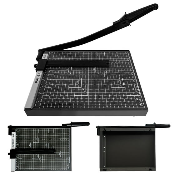 ALORHARDRO 12.87" Paper Cutter for Cardstock, A4 Stack Guillotine Paper Trimmer with Adjustable Guide, Cut 10-Sheets Capacity, Metal Base with 1/2" Gridlines, Paper Slicer