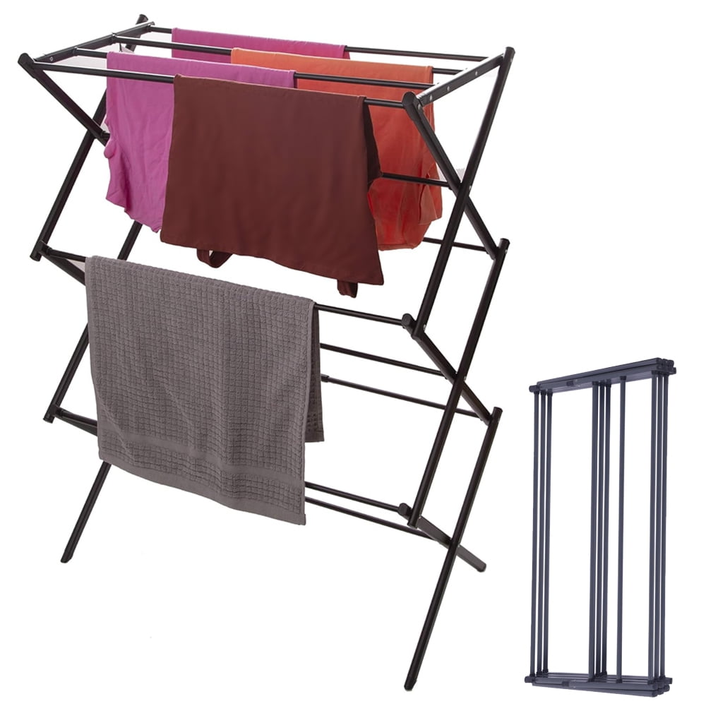 ALORHARDRO Oversized Collapsible Drying Rack Expandable Steel Laundry Drying Rack Clothes Dryer Stand Clothes Drying Rack Laundry Foldable Rack, Indoor & Outdoor, Black