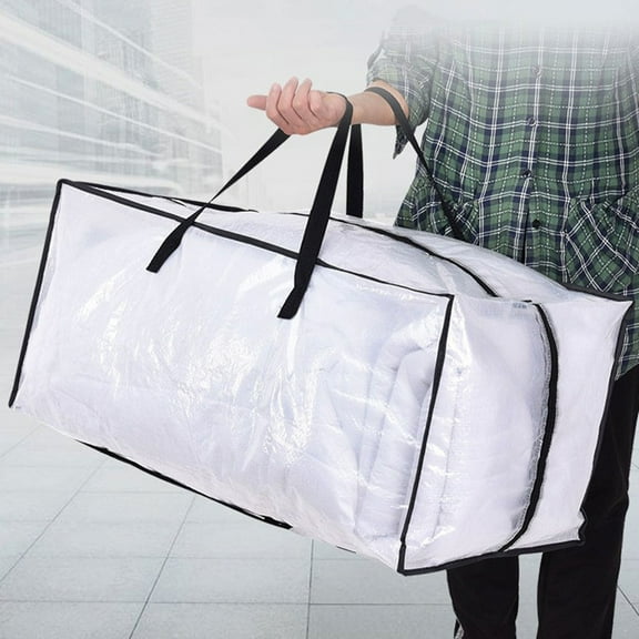 ALORINA Clear Heavy Duty Extra Large Moving Storage Tote With Backpack Straps Foldable Organizer Bag