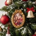 thumbnail image 1 of ALORINA Gold Oval Picture Frame Hanging Ornament, Resin Bow Design with Loop, Classic Festive Decor for Home and Holiday Tree, 1 of 5