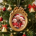 thumbnail image 1 of ALORINA Gold Resin Oval Photo Frame Ornament, Vintage Bow Detail Hanging Pendant, DIY Picture Insert for Holiday Tree and Home Display, 1 of 5