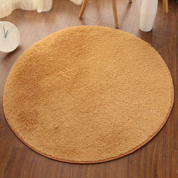 ALORINA Modern Yellow Round Rug 39.3 Inch, Soft Low Pile Circle Floor Carpet, Non-Slip Backing Area Mat for Bedroom Living Room Accent Decor