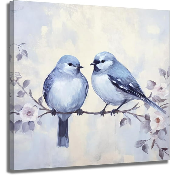 ALOUYA Bird Wall Art Canvas Little Blue Birds Wall Decor Love Birds Pictures Print Paiting Birds on Tree Branch Giclee Artwork for Living Room Bedroom Bathroom Decor Unframe: 8x10inch(20x25cm)