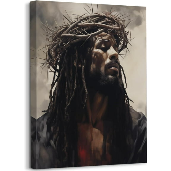 ALOUYA Black Jesus Wall Art African Americans Wall Art Jesus Christ Poster Unframe Christian Wall Decor for Black women, Black Men Religious God Print Painting Artwork Unframe: 16x24inch(40x60cm)