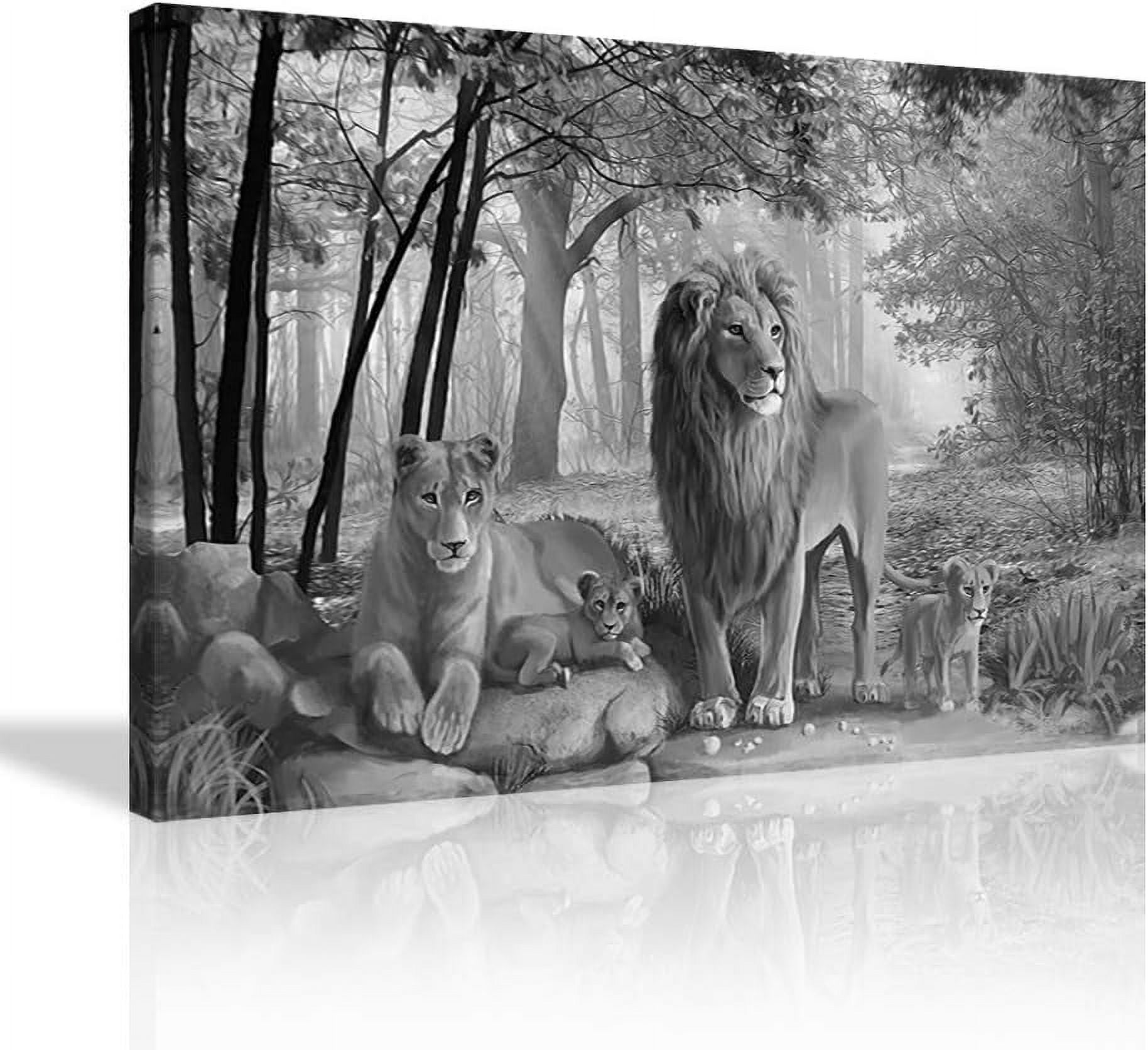 ALOUYA Canvas Posters Lion Family Poster Inspirational Home Decorations ...
