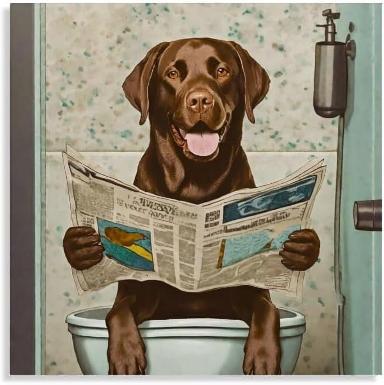 ALOUYA Square Canvas Bathroom Decor Labrador Dog Wall Decor Poster ...