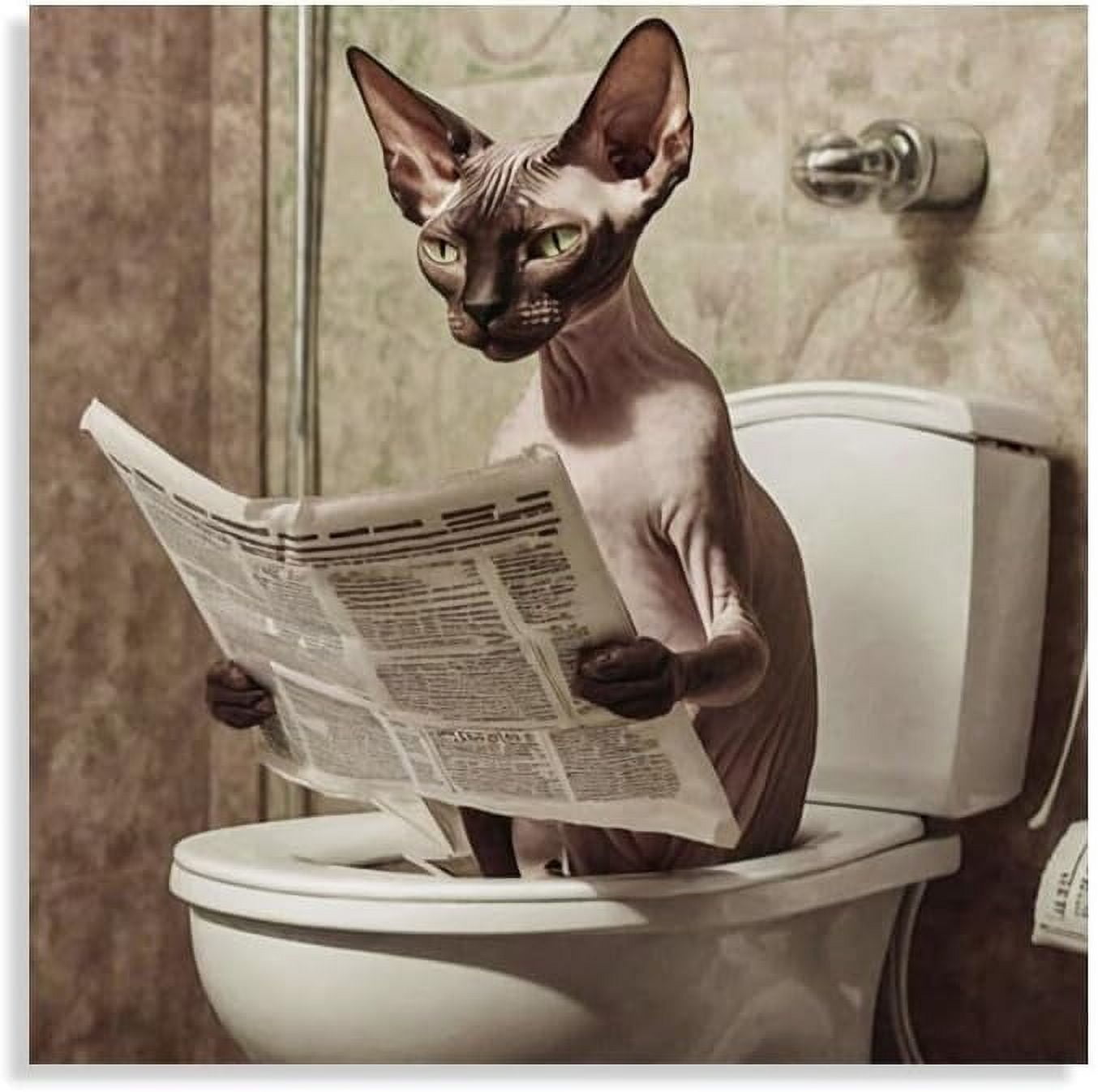 ALOUYA Square Canvas Bathroom Decor Sphynx Cat Wall Decor Poster ...