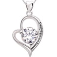 thumbnail image 1 of ALOV Jewelry Sterling Silver Father and Daughter Love Heart Cubic Zirconia Pendant Necklace, 1 of 6