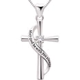 thumbnail image 1 of ALOV Jewelry Sterling Silver May God be with You Always Cubic Zirconia Cross Pendant Necklace, 1 of 5