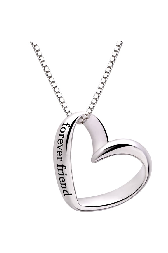Jewelry Sterling Silver forever friend Love Heart Pendant Necklace