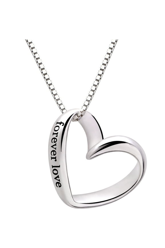 Jewelry Sterling Silver forever love Heart Pendant Necklace