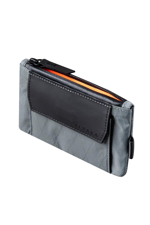 Zip Pouch Coin - Compact EDC Card Holder and Cash Wallet - RFID Blocking Minimalist Travel Wallet - Weatherproof Slate Grey X-Pac VX21 Fabric Y101