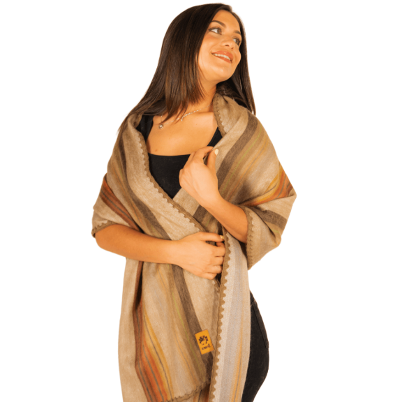 ALPAKITAS Alpaca Wool Shawl Wrap for Women & Men - Soft Winter Scarf - 70% Alpaca - 80" x 22" (Brown)