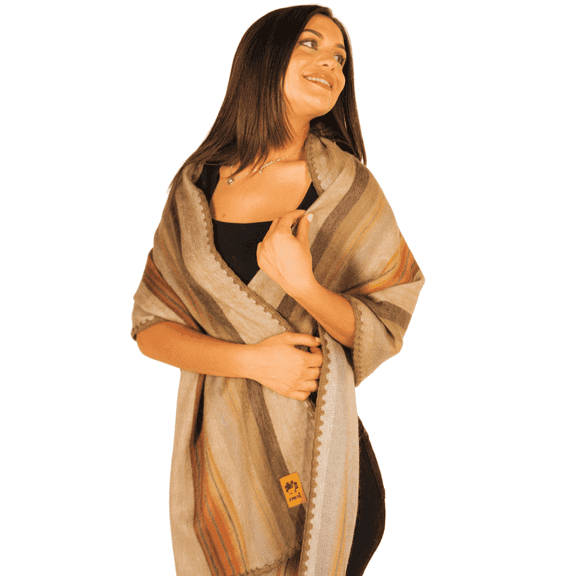ALPAKITAS Alpaca Wool Shawl Wrap for Women & Men - Soft Winter Scarf - 70% Alpaca - 80" x 22" (Brown)