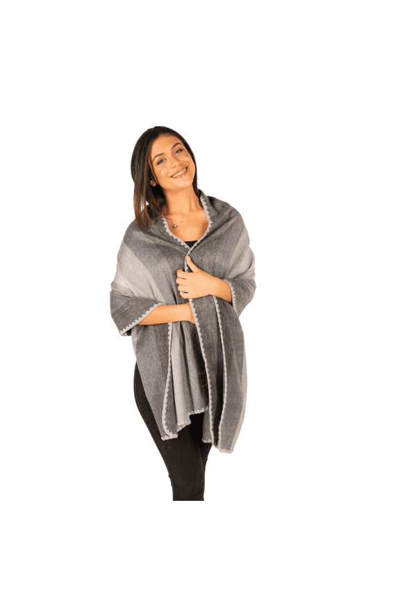 Alpaca Wool Shawl Wrap for Women & Men - Soft Winter Scarf - 70% Alpaca - 80" x 22" (Gray)