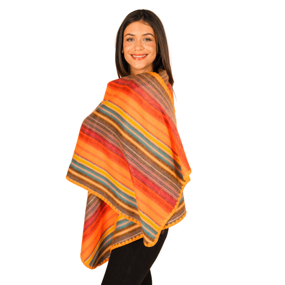 ALPAKITAS Alpaca Wool Shawl Wrap for Women & Men - Soft Winter Scarf - 70% Alpaca - 80" x 22" (Orange)