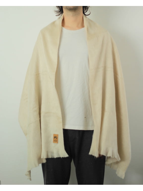 Alpaca wool Shawl Wrap for Women- Alapca Scarf for Men - Shawls and Wraps - 70% Alpaca - Unisex Fashion - Blanket Wool Shawl - Beige