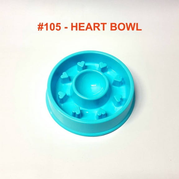 ALPHA DOG SERIES Non-Slip Maze Puzzle Bowl Slow Feeder Interactive Stop Bloat Stop Gas Improve Digestion Dog Bowl for Small and Medium Dogs - HEARTS (BLUE)