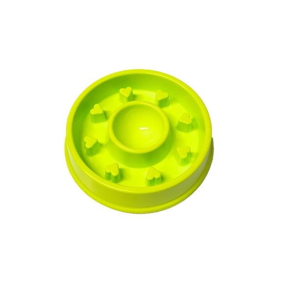 ALPHA DOG SERIES Non-Slip Maze Puzzle Bowl Slow Feeder Interactive Stop Bloat Stop Gas Improve Digestion Dog Bowl for Small and Medium Dogs - HEARTS (GREEN)