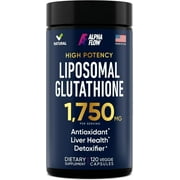 ALPHA FLOW 1750 mg Liposomal Glutathione Veggie Capsules with Vitamin C & Antioxidant Complex, 120 Caps