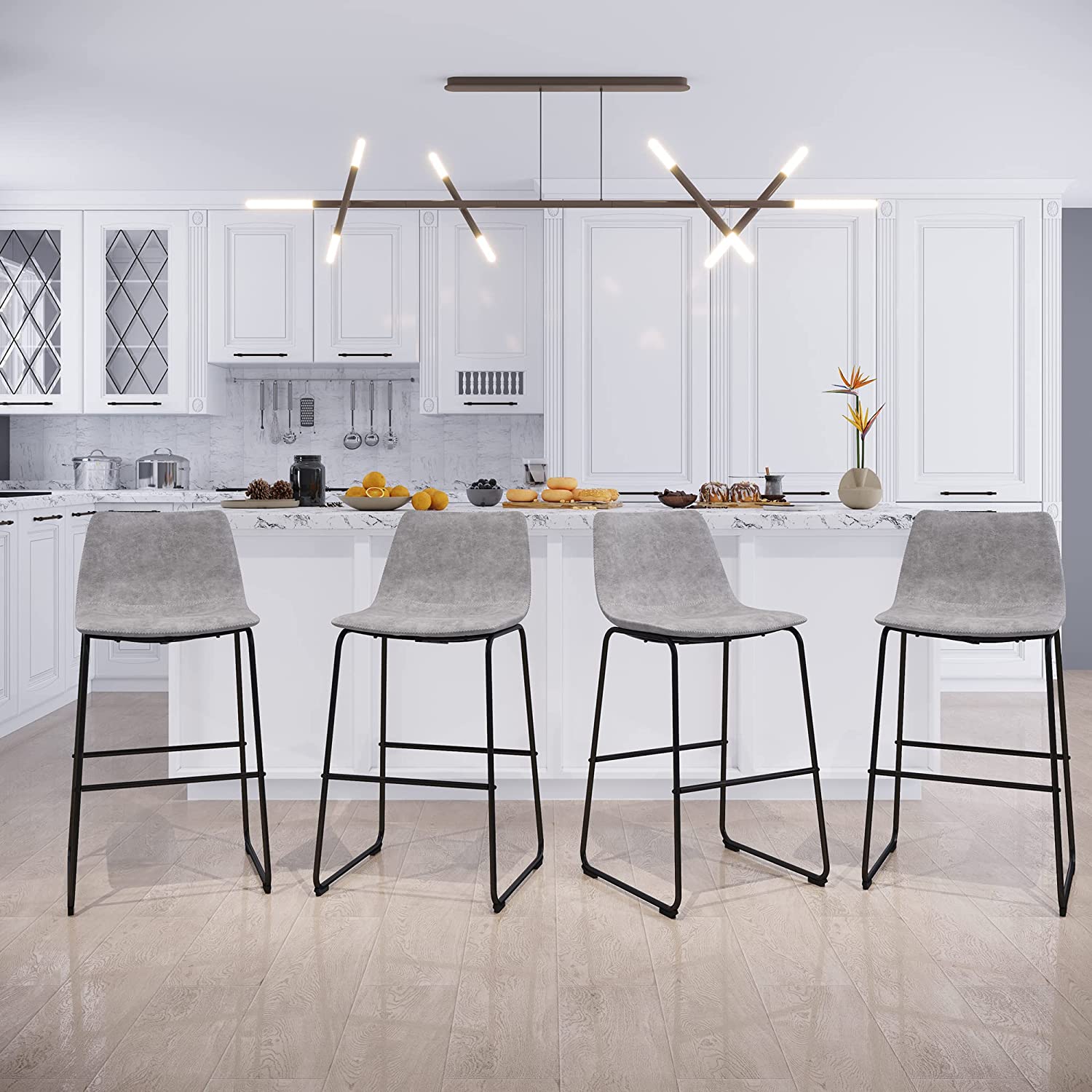 ALPHA HOME Bar Stools Set of 2 Bar Stools Vintage Leathaire 30 inches