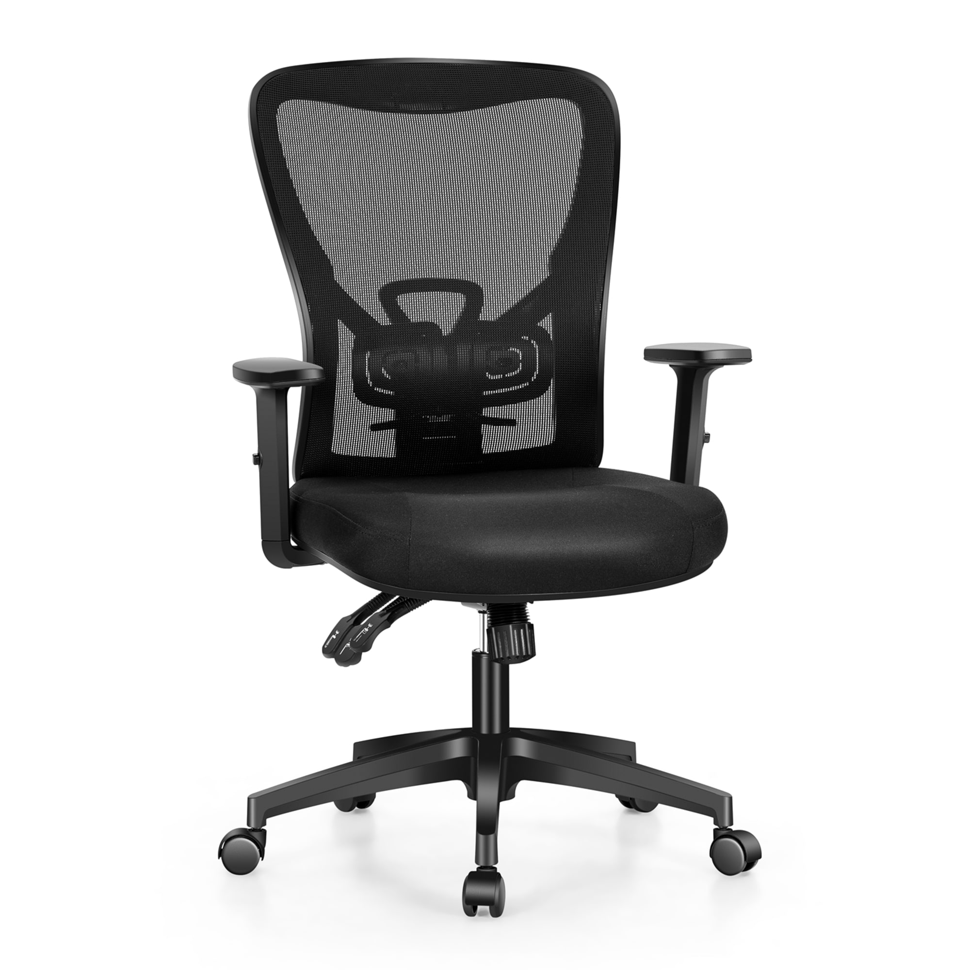 ALPHA HOME Ergonomic Fabric MidBack Office Task Chair With Lumbar Support, Black