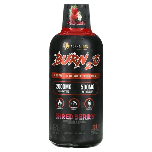 ALPHA LION Burn2O, Shred Berry, Strawberry & Vanilla, 15.72 oz (465 ml)
