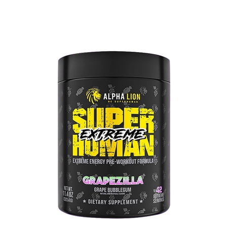 Alpha Lion Superhuman Extreme Pre-Workout Intense, Grapezilla (21 Servings)