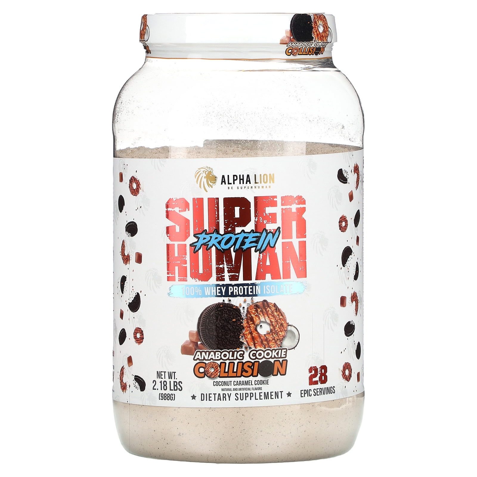 ALPHA LION Superhuman Whey Protein Powder, Great Tasting Pure Whey Protein  Isolate, Low Carb, Low Sugar, No Bloat Post Workout, Muscle Recovery &  Growth (28 Servings, Cookie Collision) 