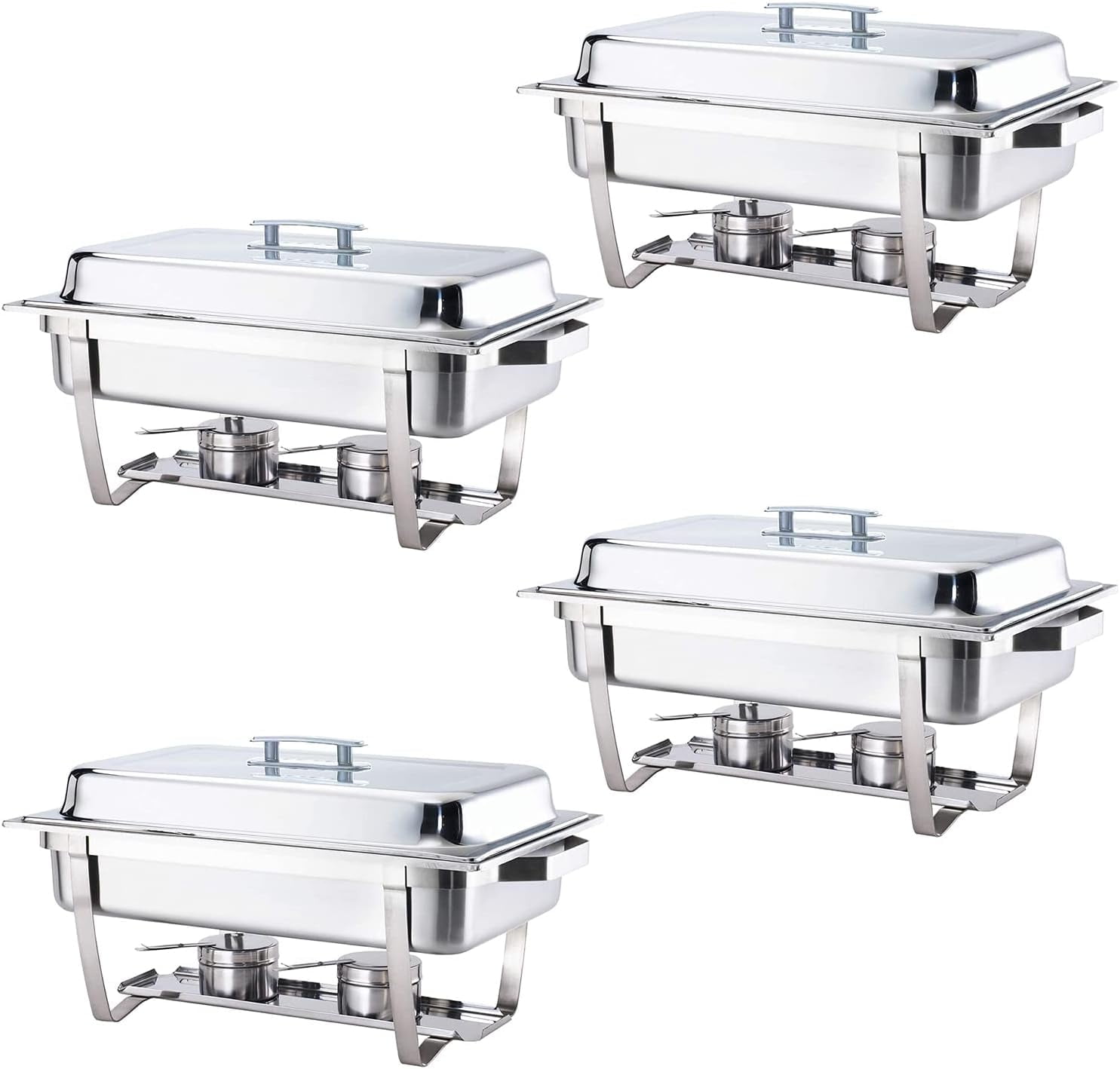 8 Quart Stainless Steel Disposable Chafing Dish Set with Folding Stands