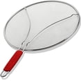 thumbnail image 1 of ALPHA LIVING 13 Inch Splatter Guard for Frying Pan  Food Strainer and Universal Cookware - Stops Hot Oil Splash - RED Handle - Splatter Screen for Cooking, 1 of 6