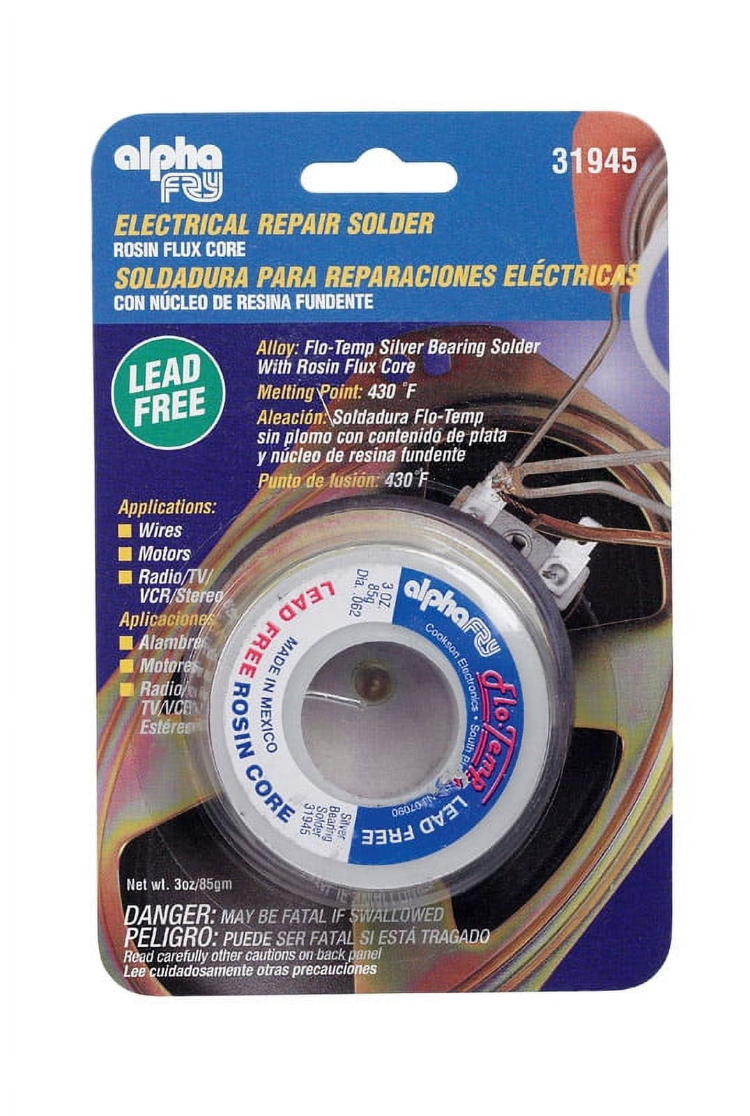Alpha Metals AM31945 LeadFree Electrical Solder, 3oz., .062Diameter