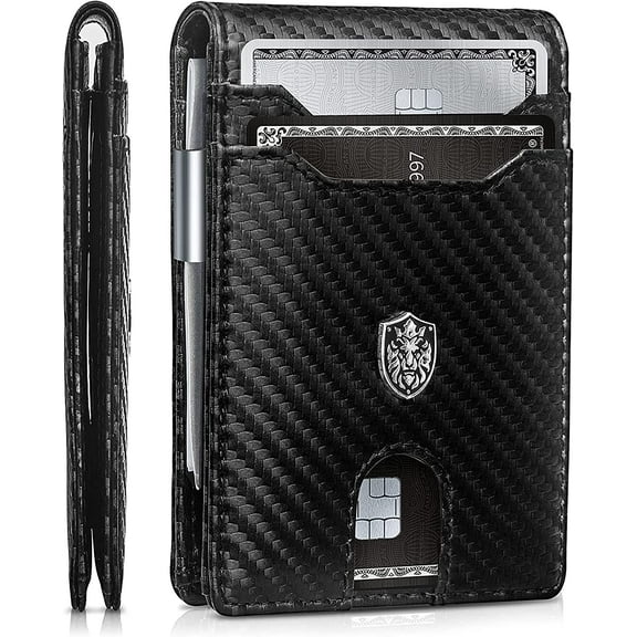 ALPHA PAIR Anti-Scratch Leather Men's Modern Bifold Wallets, Black