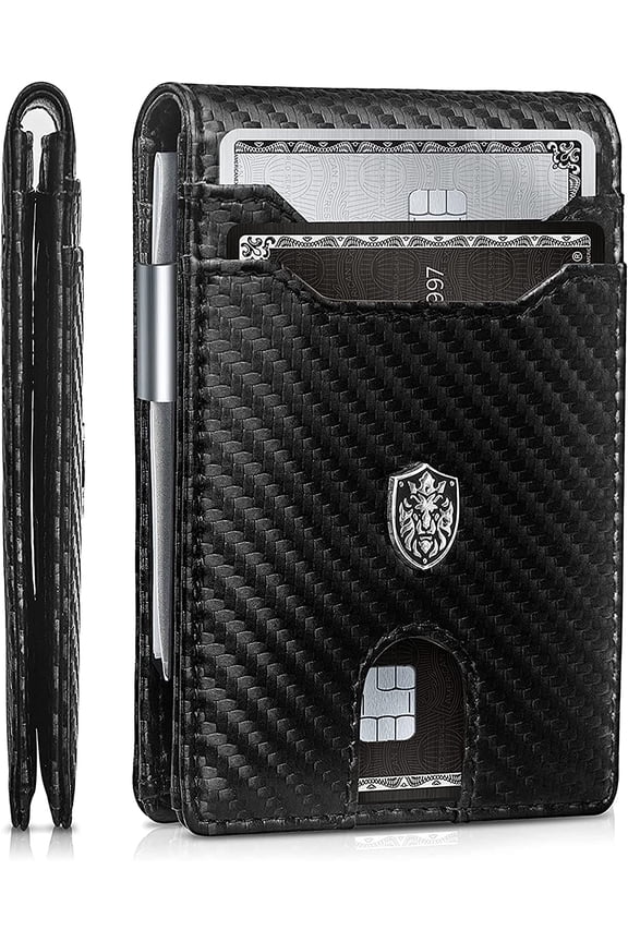 Anti-Scratch Leather Men's Modern Bifold Wallets, Black