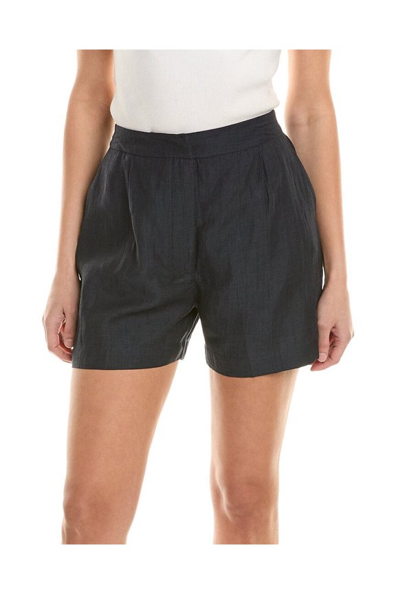 womens Linen-Blend Short, 46, Blue