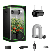 ALPHAGROW 24 x 24 x 48 in Indoor Grow Tent System with 4 in Inline Fan, Carbon Filter, and Silver Ducting, Grow Light Not Included