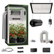 ALPHAGROW 2 x 2 ft Grow Tent Kit with 100 W LED Grow Light, 4 in Inline Fan and Filter Combo, 210 CFM Ventilation System with Ducting for Indoor Hydroponics