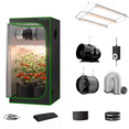 thumbnail image 1 of ALPHAGROW 2x2 Grow Tent Kit, 600D 24"x24"x48" Reflective Mylar Tent, ABA 33W LED Grow Light with UVA IR, 6 Inch Inline Fan Carbon Filter Ventilation System for Mushrooms Cloning Seedlings, 1 of 20