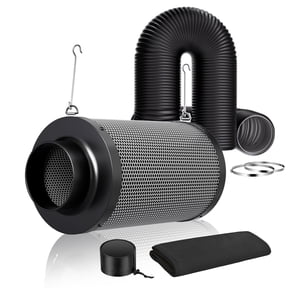 ALPHAGROW 210 CFM Hydroponic System, 4 Inch Carbon Filter and Silver Ducting Kit