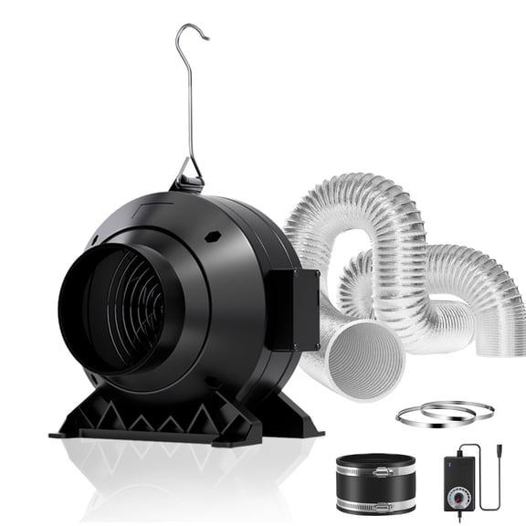 ALPHAGROW 4 in Inline Duct Fan with 8 ft Flexible Aluminum Ducting