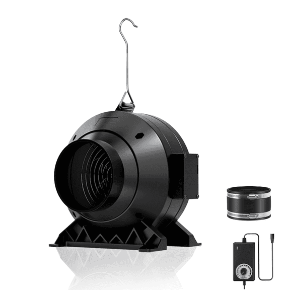 ALPHAGROW 4 Inch Inline Duct Fan with Variable Speed Controller, 175 CFM Quiet DC Motor Ventilation Exhaust Fan for Grow Tents, Hydroponics, Heating Cooling Booster