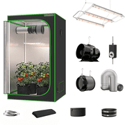 ALPHAGROW 4 x 4 ft 600D Mylar Grow Tent Kit with 33 W LED Light, 6 in Inline Fan and Carbon Filter