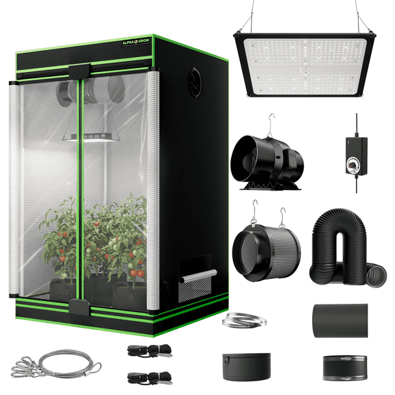 ALPHAGROW 6 in Inline Duct Fan with Variable Speed Controller, 210 Cfm, DC Motor and Rubber Coupler