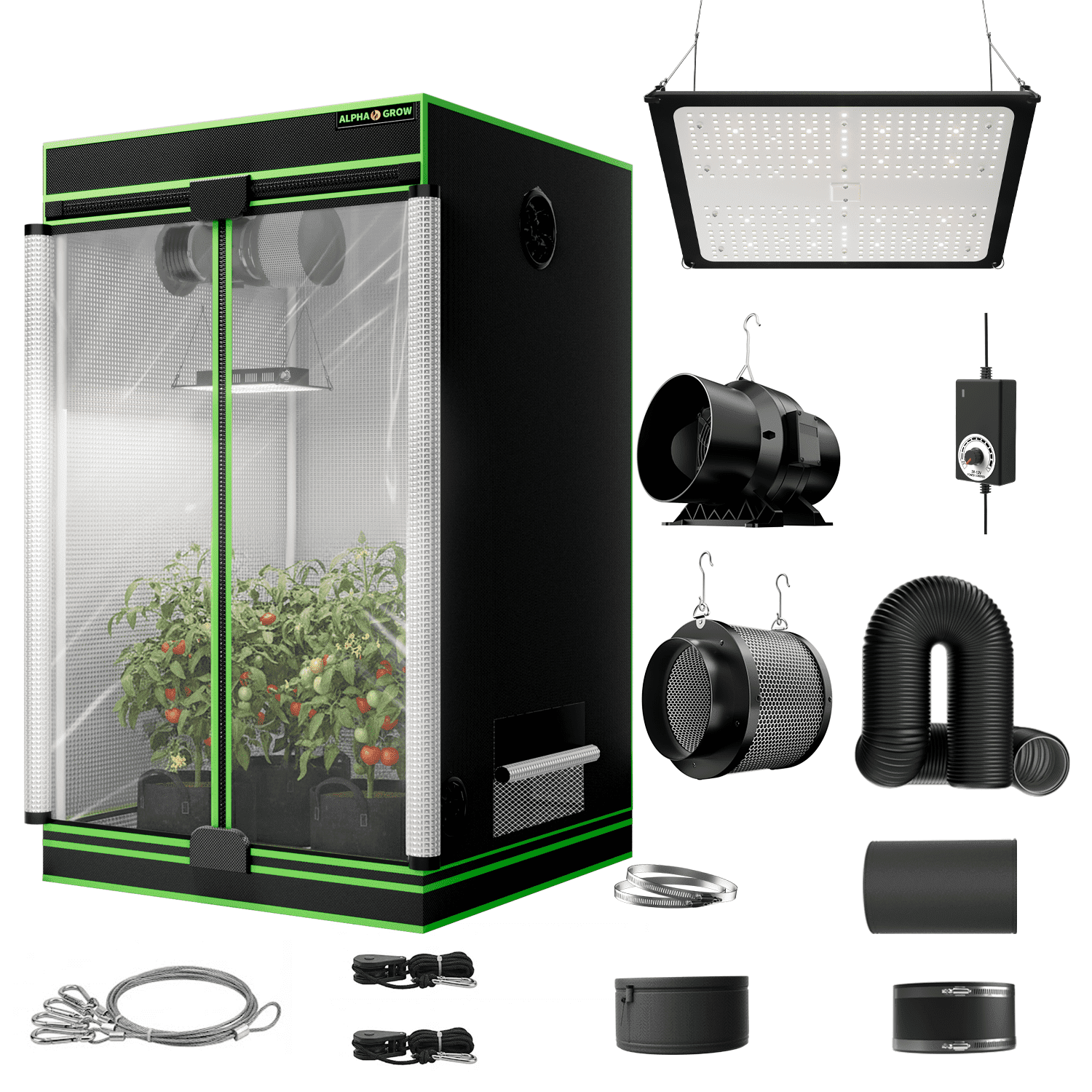 ALPHAGROW 6 Inch Inline Duct Fan with Variable Speed Controller, 210 ...