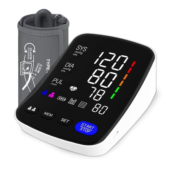 Alphamed Upper Arm Blood Pressure Monitor, Automatic BP Machine with LED Curved Display, 2 Users & 398 Memory, Adjustable 8.7"-17" Cuff