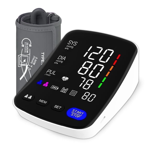 Alphamed Automatic Upper Arm Blood Pressure Monitor Home BP Machine Large Backlit Display 2 User Memory Wide Cuff for Adults Seniors Daily Use